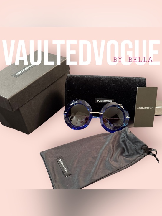 Dolce & Gabbana Accessories - Dolce & Gabbana DG4190 Blue Lace Acetate Crystal Round Sunglasses